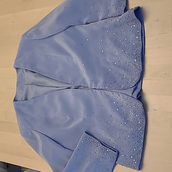 EUC MORI LEE Light Periwinkle Blue Beaded 3 Piece Skirt Set - Picture 5 of 17